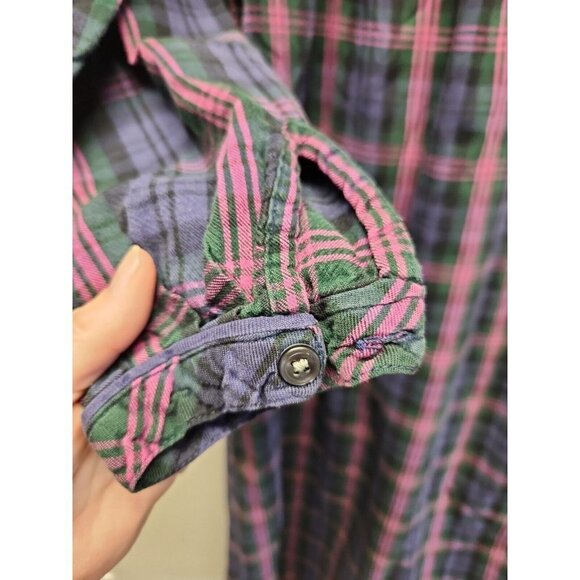 VTG 90s L.L. Bean Womens Medium Flannel Primitive Country Plaid Nightgown Medium - Picture 2 of 6